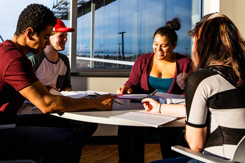 students studying with a tutor
