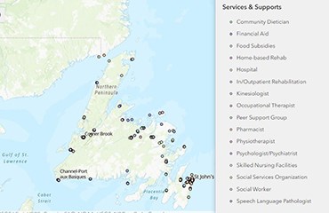 Interactive map of health resources to assist stroke patients